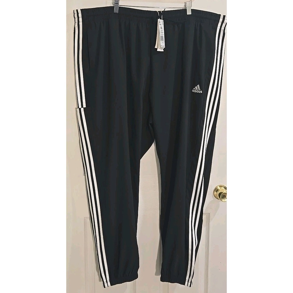 Adidas Pants 4XL Mens Aeroready Essentials Tapered 3 Stripes Black IC9446 NEW